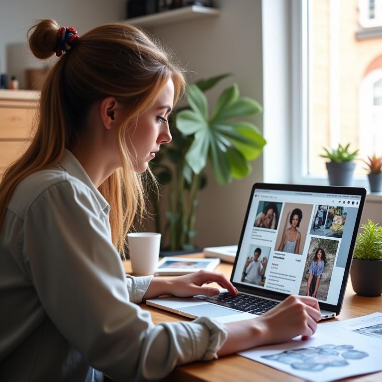 Designer graphique travaillant sur son contenu Instagram